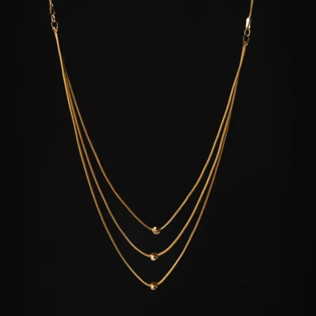 21K Three Line Gold Necklace for Women