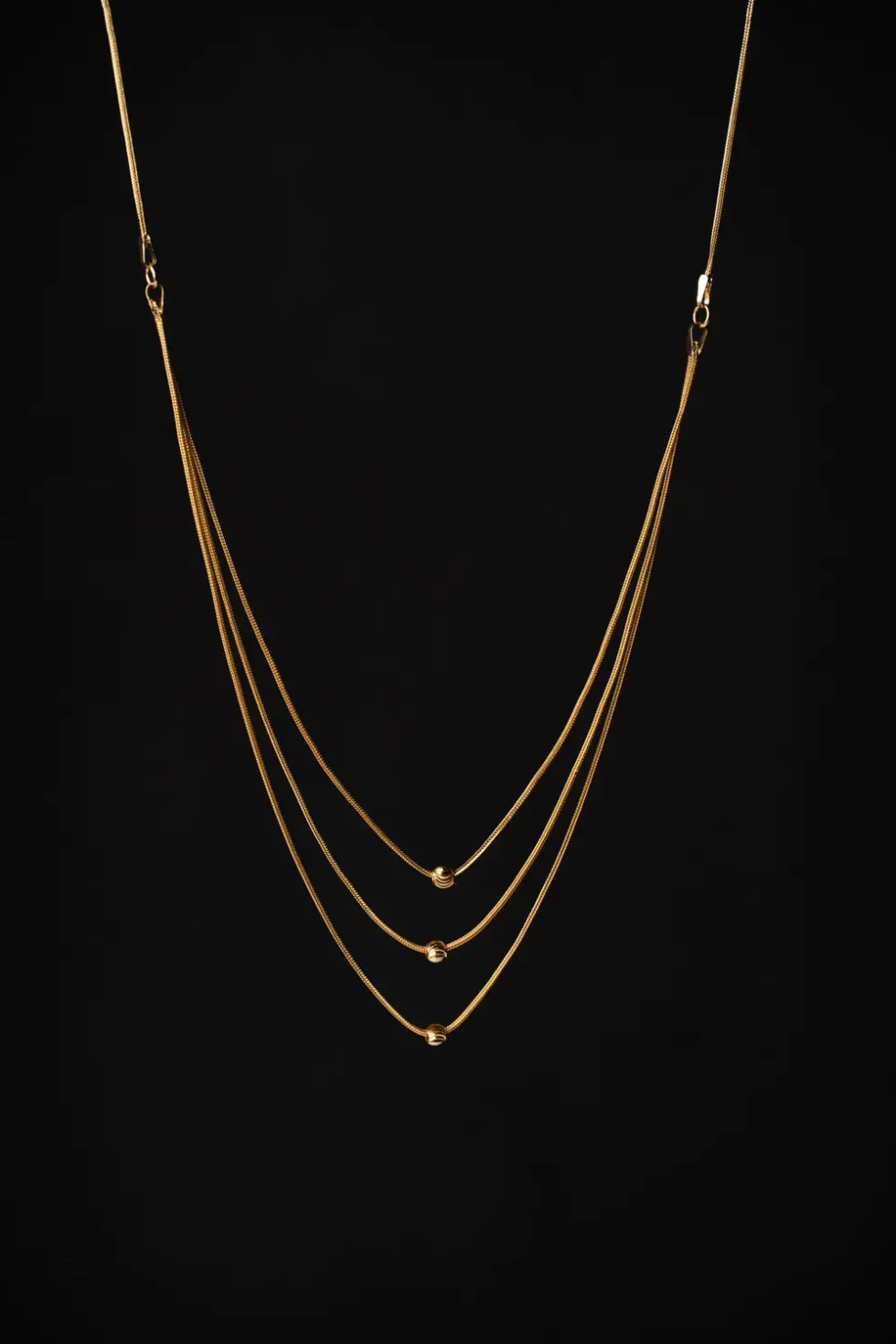 21K Three Line Gold Necklace for Women