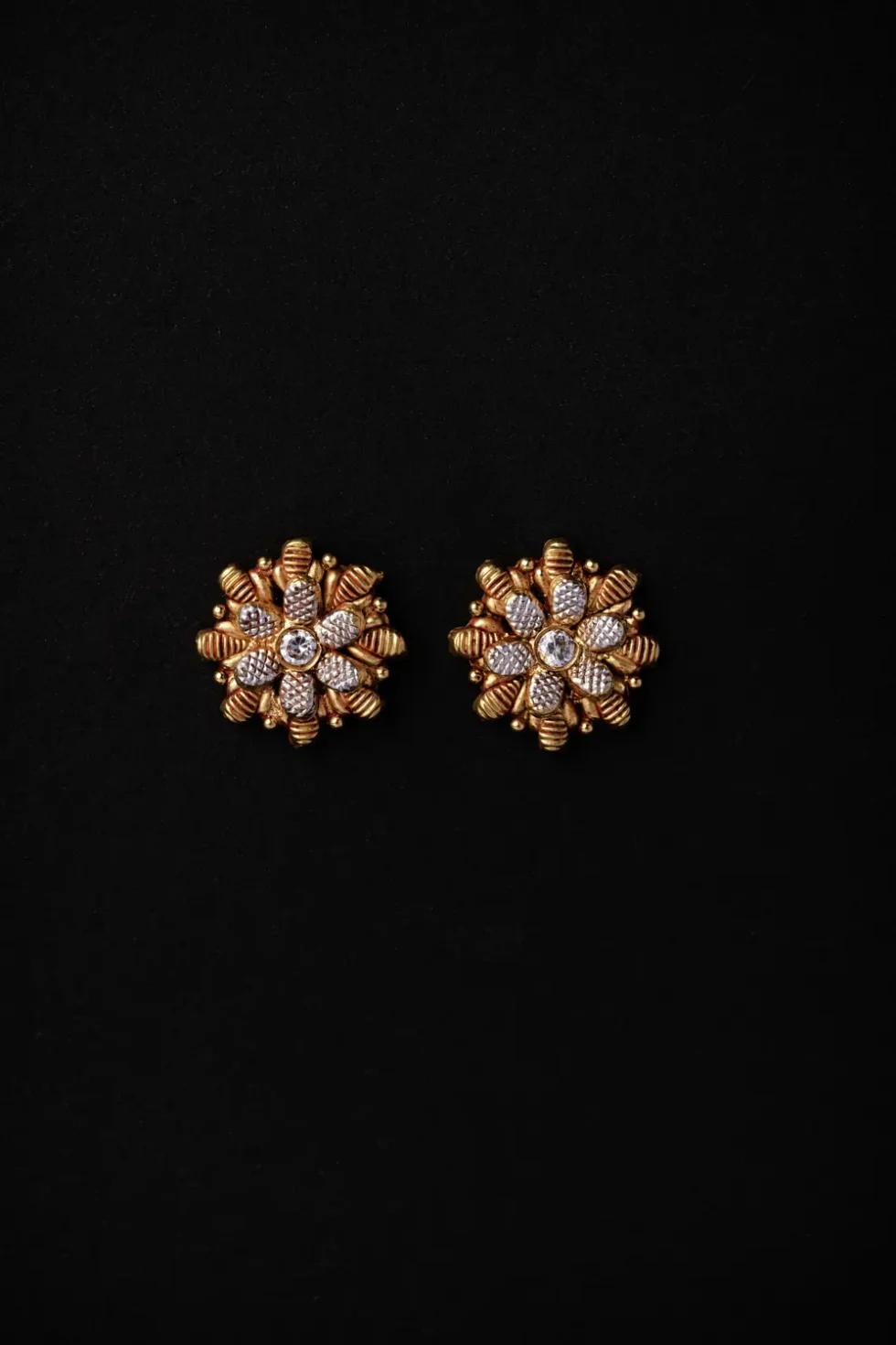 Elegant 3D Flower Design Gold Earrings