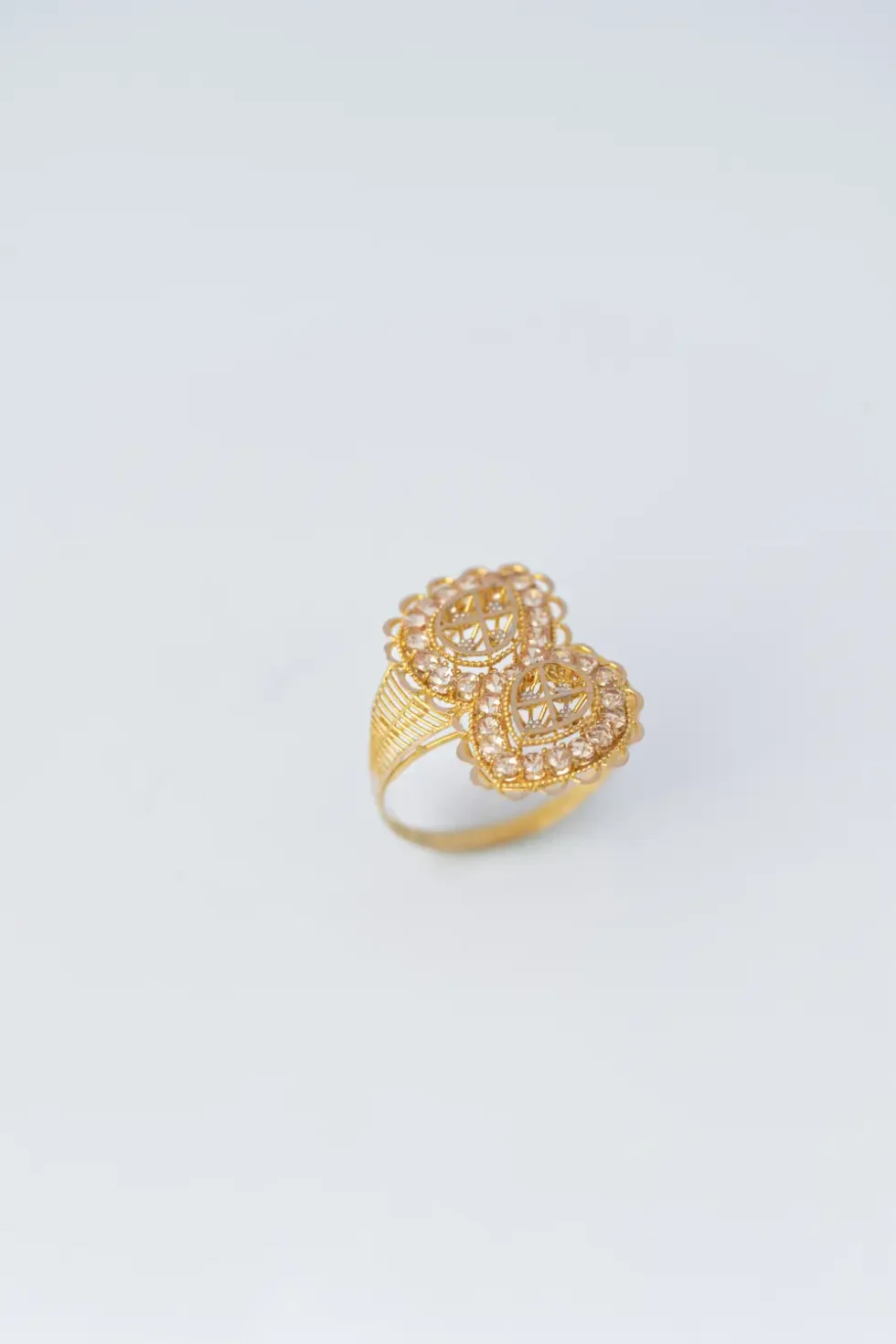 21K Designer Dubai Solid Gold Ring for Women