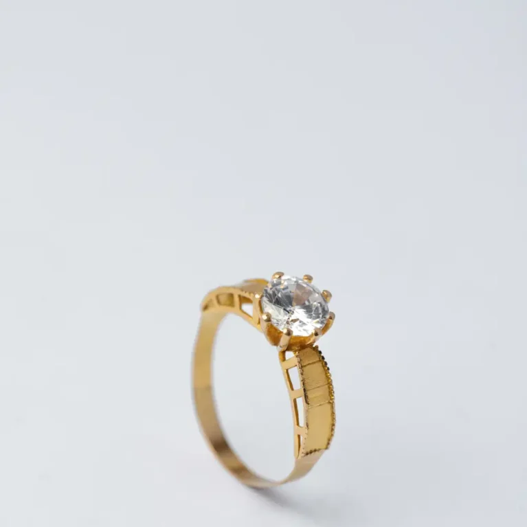 21K Classic Stone Gold Ring for Women