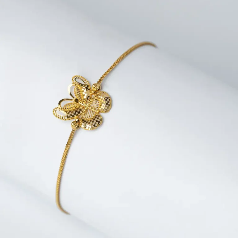21K Butterfly Design Gold Bracelet for Women