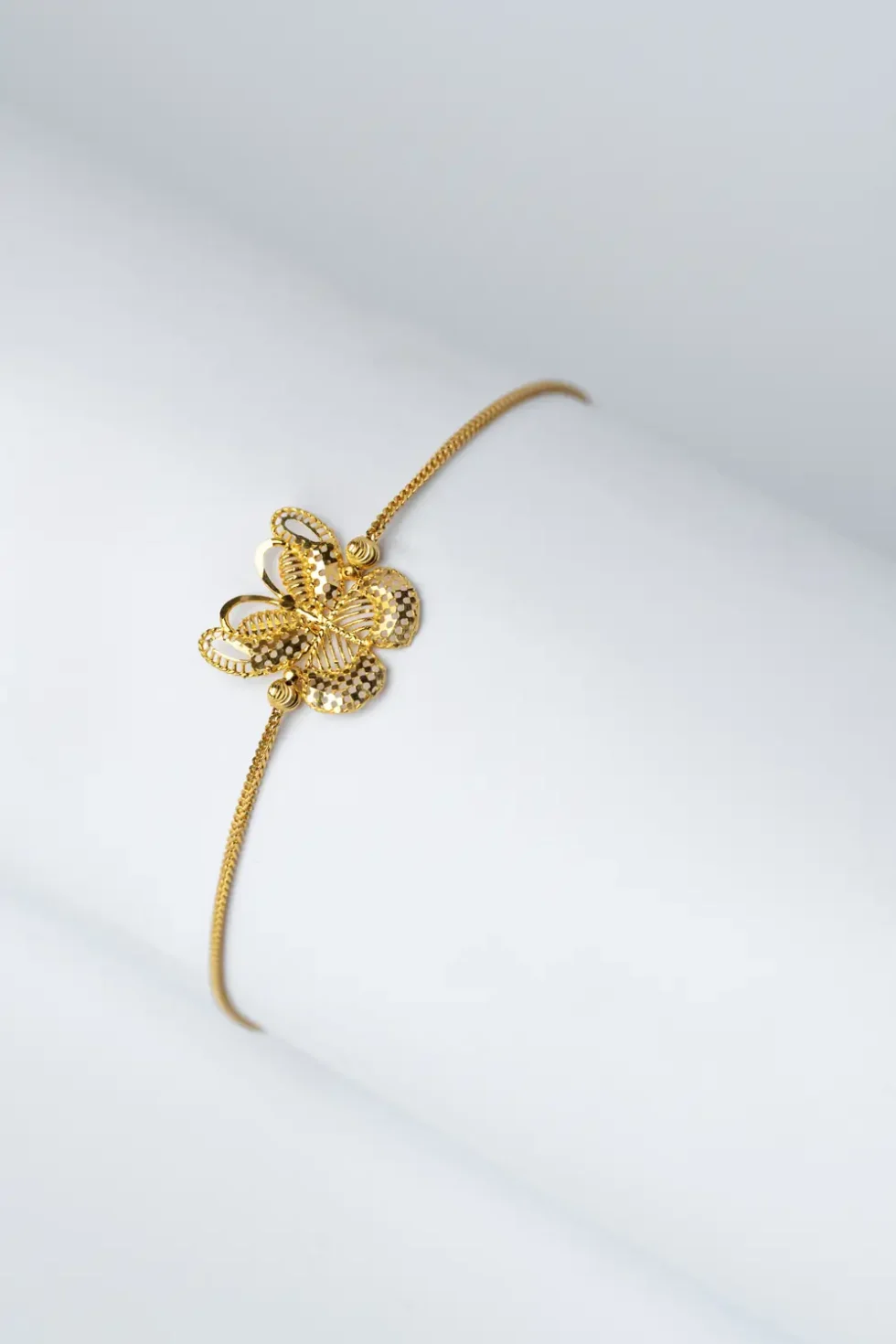 21K Butterfly Design Gold Bracelet for Women