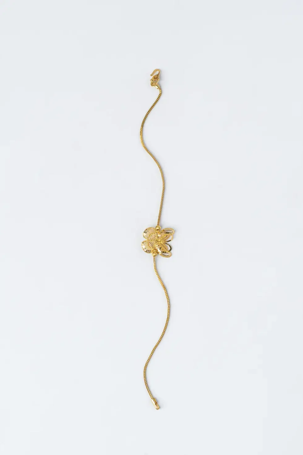 21K Gold Butterfly Bracelet Side View