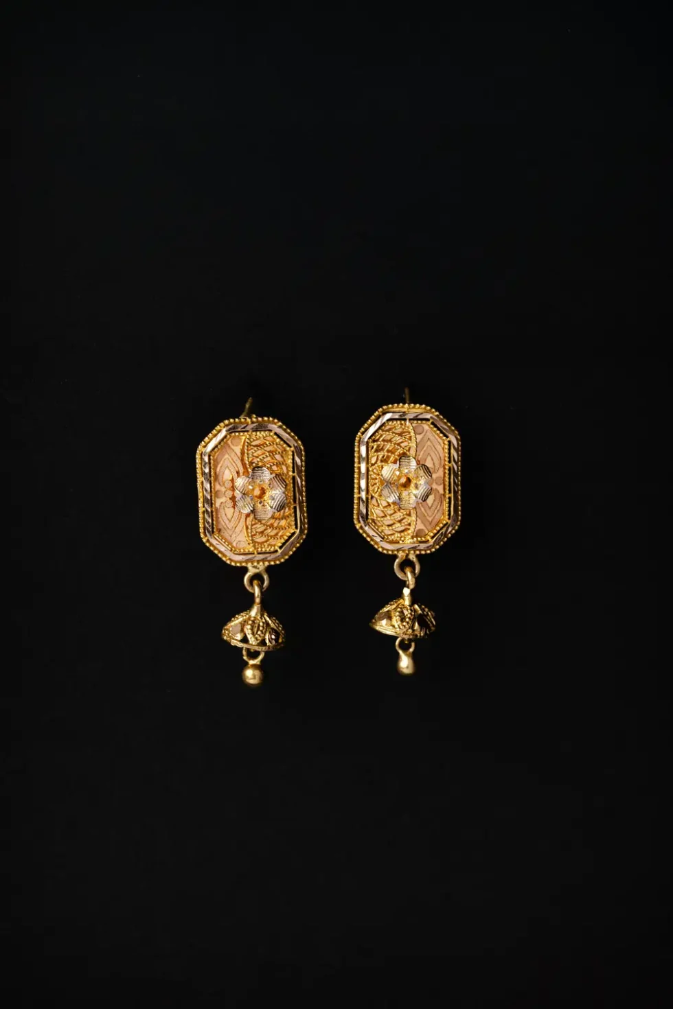 Solid Saudi Style Gold Earrings Design