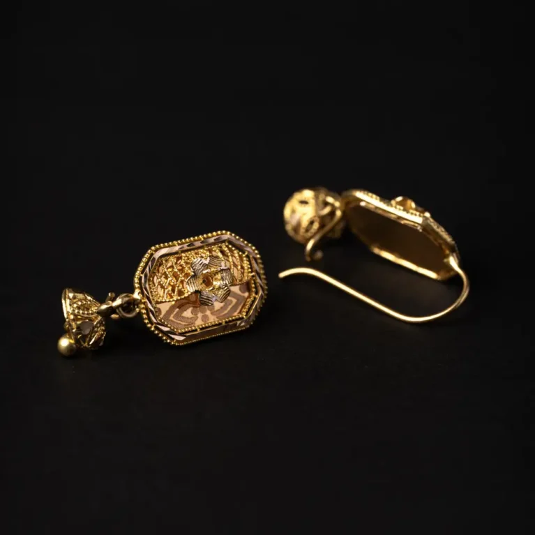 21K Solid Saudi Style Gold Earrings for Women