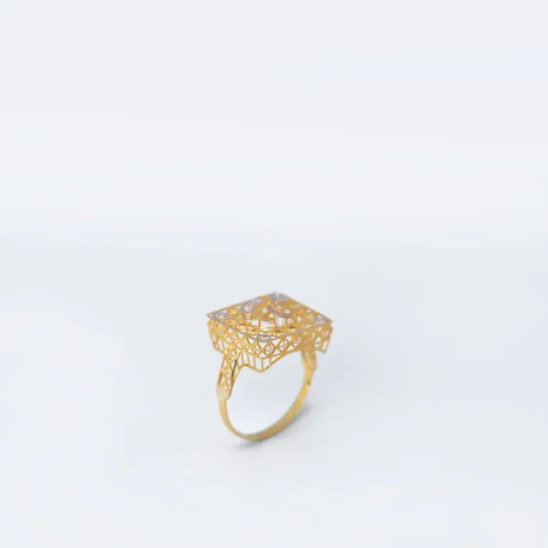 21K Stylish Dubai Solid Gold Ring for Women