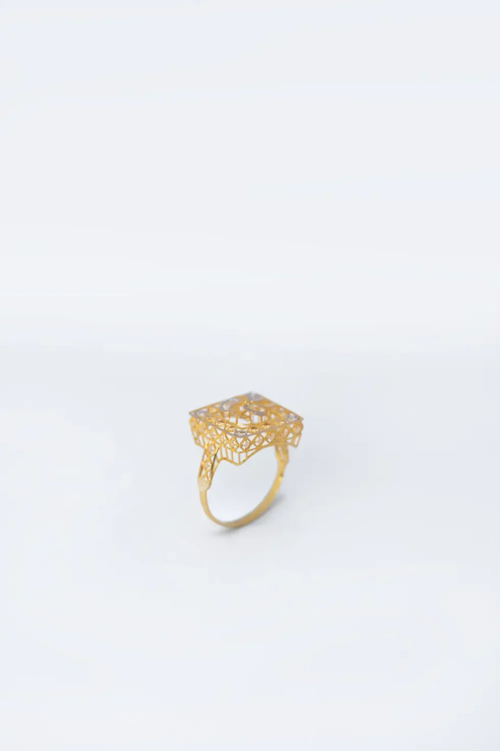 21K Stylish Dubai Solid Gold Ring for Women