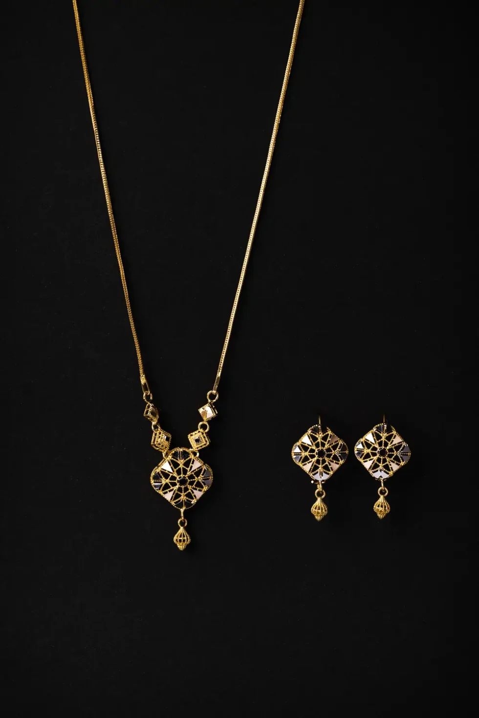 21K Modern Dubai Design Gold Mala Set for Women