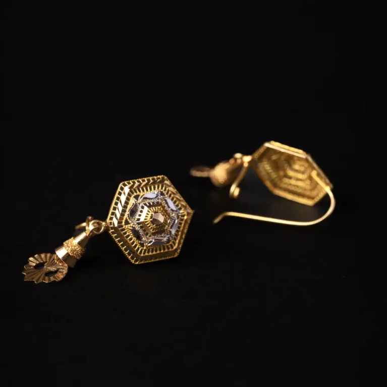 21K Solid Saudi Gold Earrings for Women