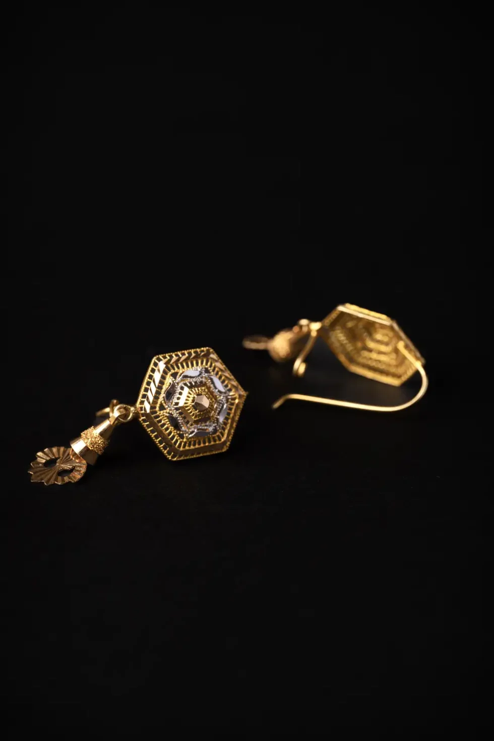 21K Solid Saudi Gold Earrings for Women