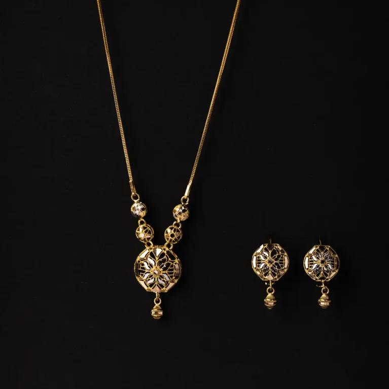 21K Premium Dubai Design Gold Mala Set for Women