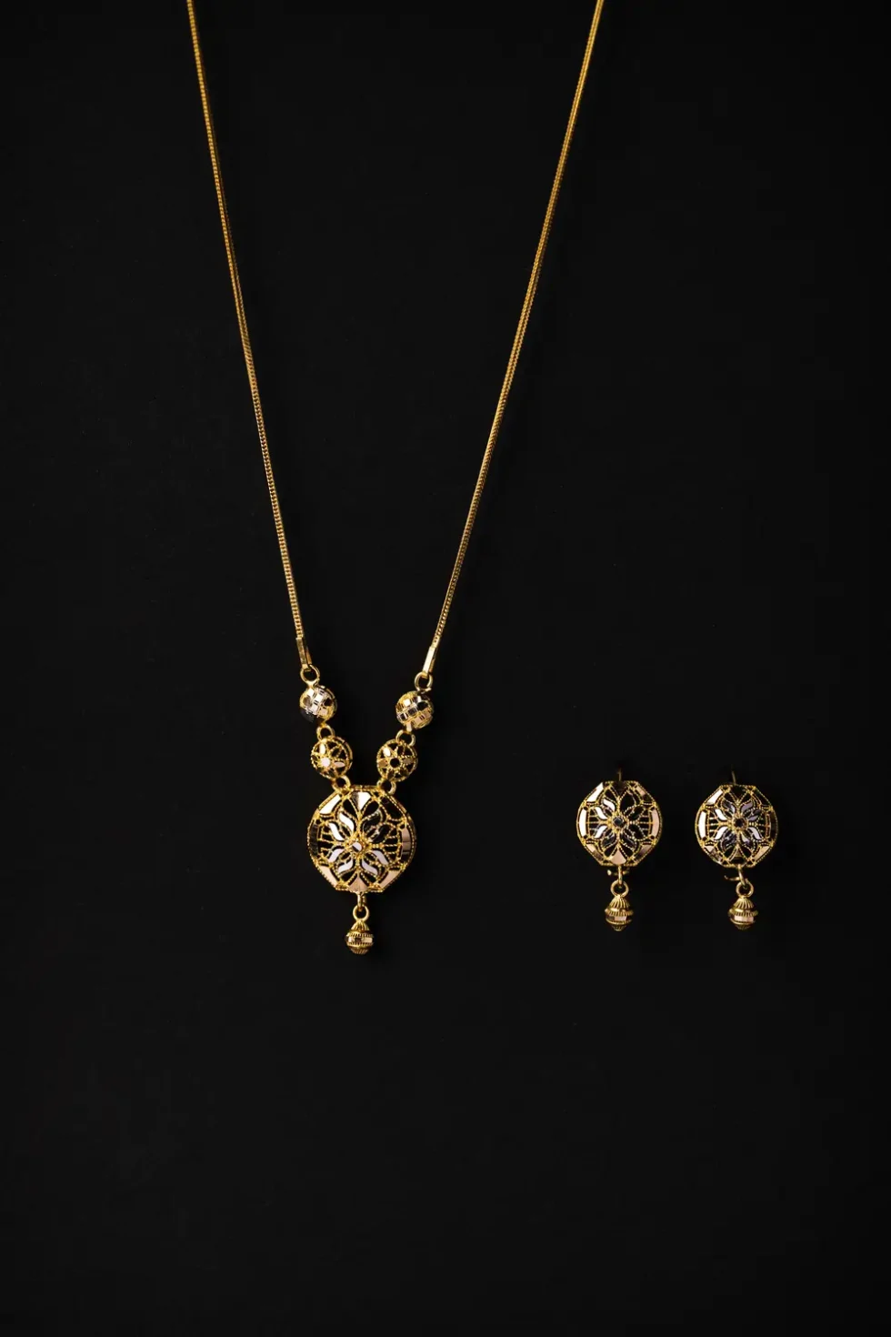 21K Premium Dubai Design Gold Mala Set for Women