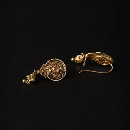21K Classic Solid Saudi Gold Earrings for Women
