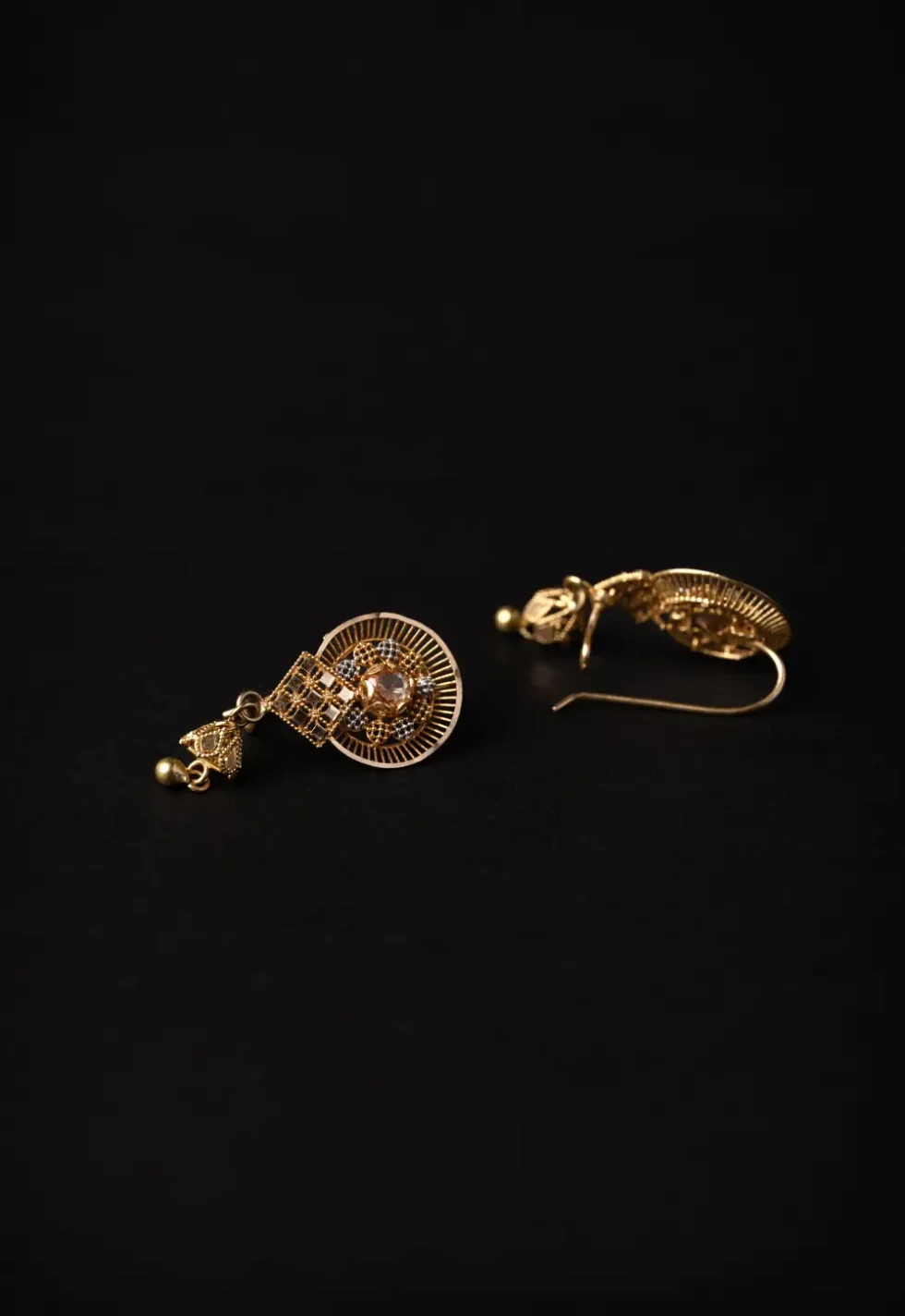21K Classic Solid Saudi Gold Earrings for Women