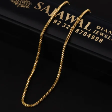 21K Premium Box Link Gold Chain for Women