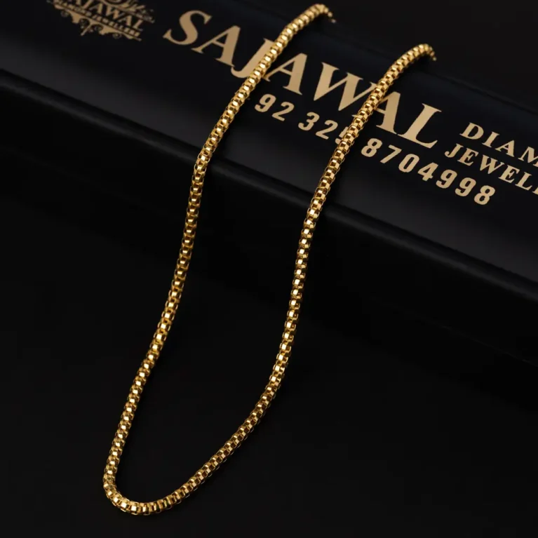 21K Premium Box Link Gold Chain for Women
