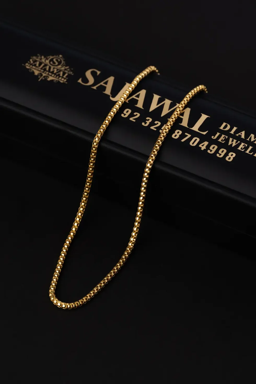 21K Premium Box Link Gold Chain for Women