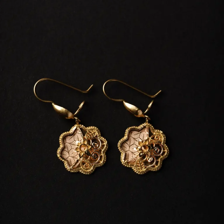 21K Premium Saudi Solid Gold Earrings for Women