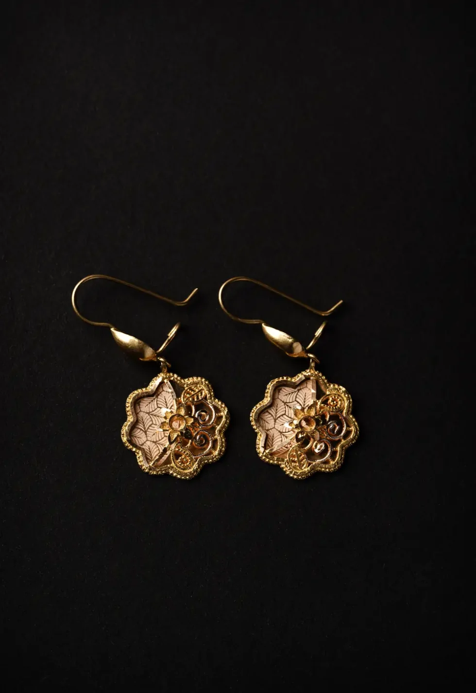 21K Premium Saudi Solid Gold Earrings for Women