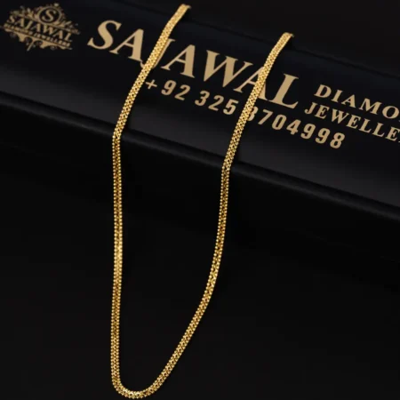 21K Elegant Micro Curb Gold Chain for Women