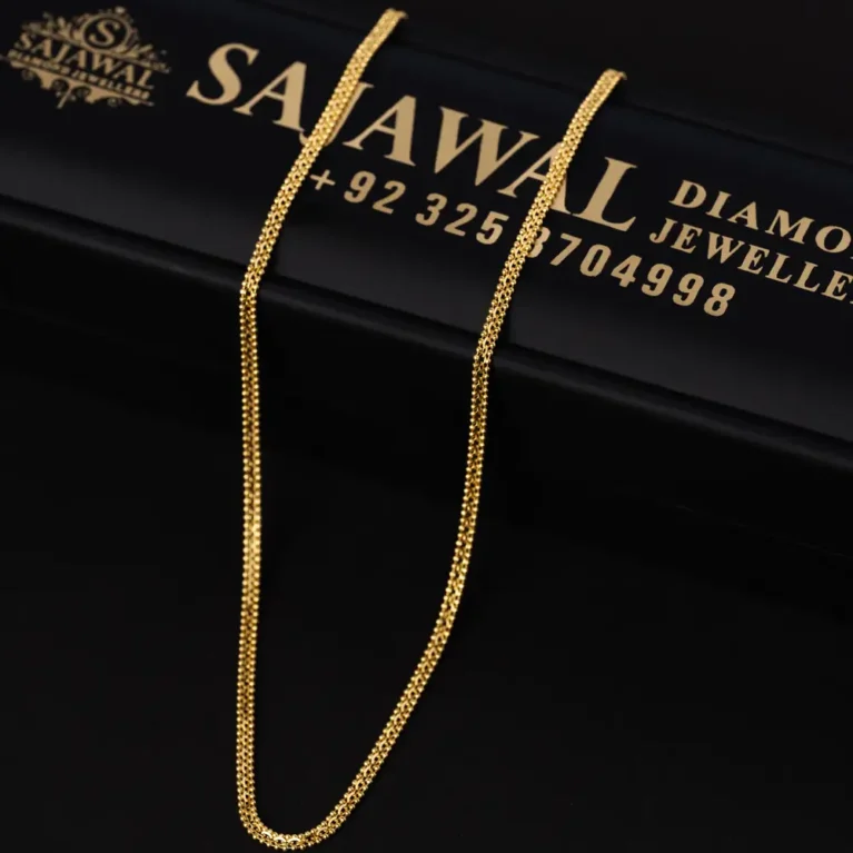 21K Elegant Micro Curb Gold Chain for Women