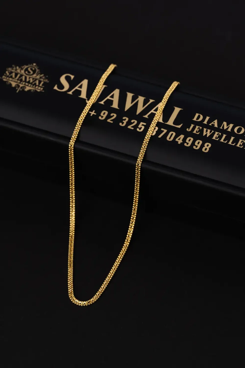 21K Elegant Micro Curb Gold Chain for Women