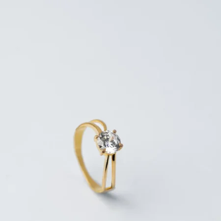 21K Cut Design Stone Gold Ring for Women