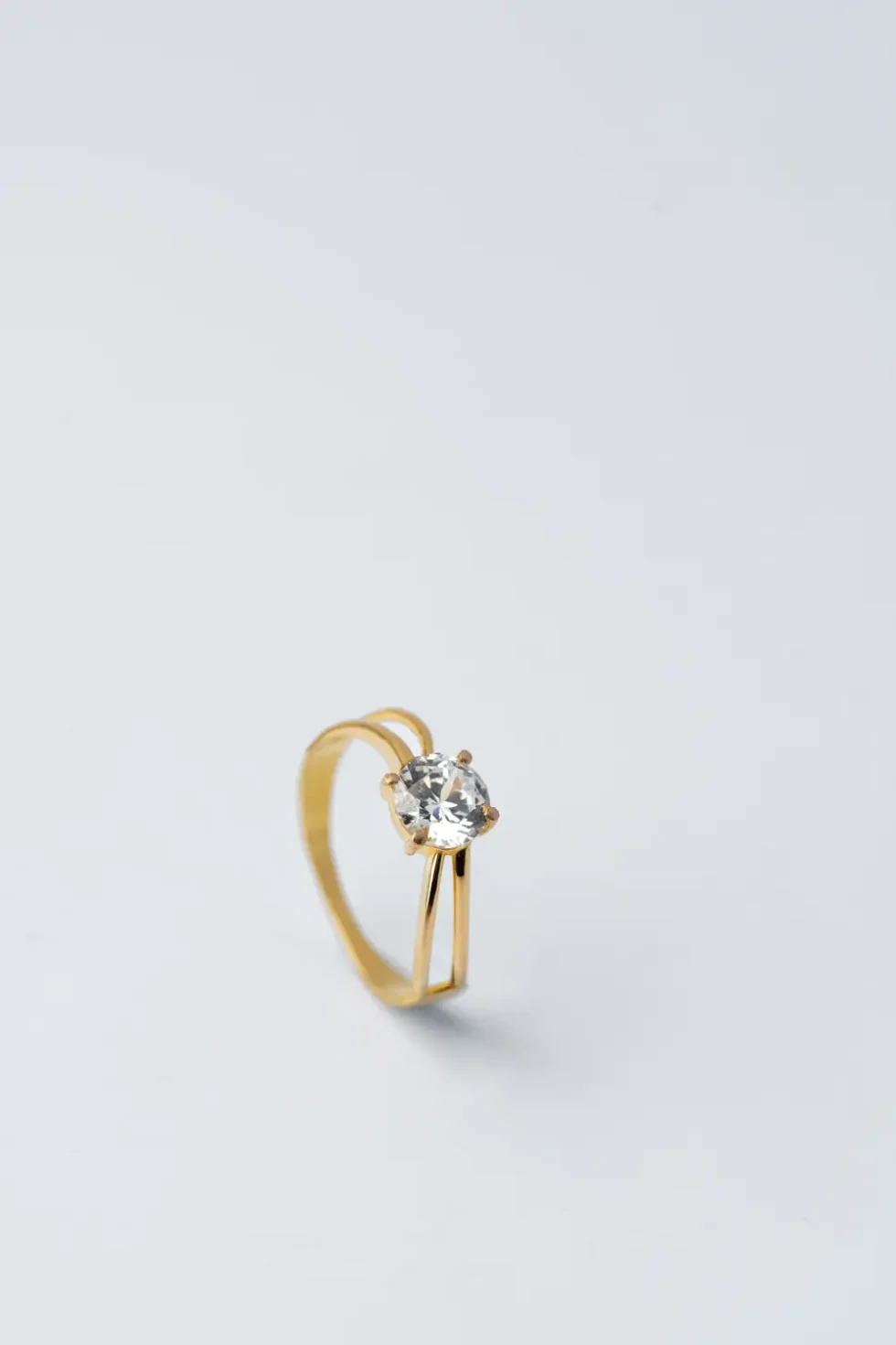 21K Cut Design Stone Gold Ring for Women
